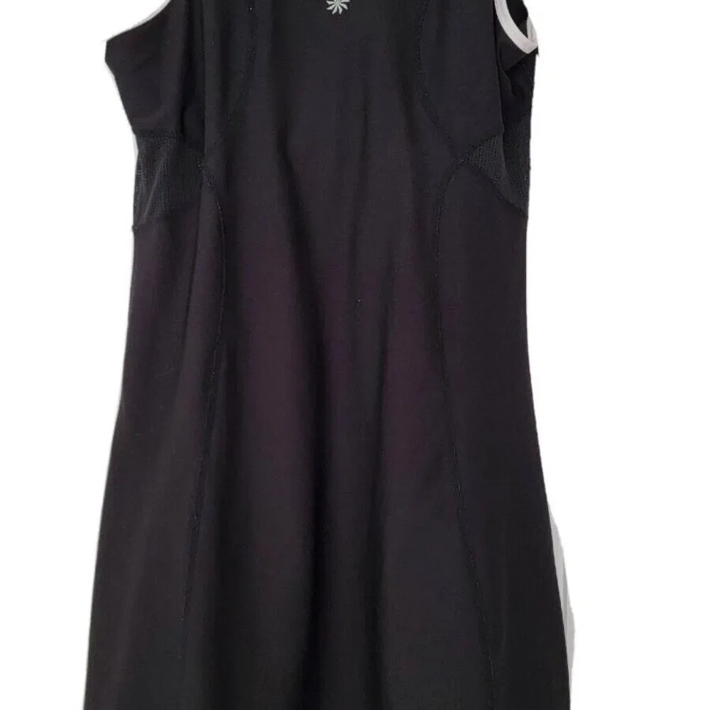 Athleta Women's Black w/ White A-Line Tennis Athletic Dress Built in Bra Size M - Picture 4 of 5